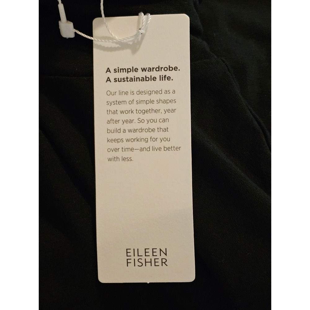 Eileen Fisher Scrunch Neck Tunic Long Sleeve Black Stretch Size Medium Tencel - Picture 3 of 5